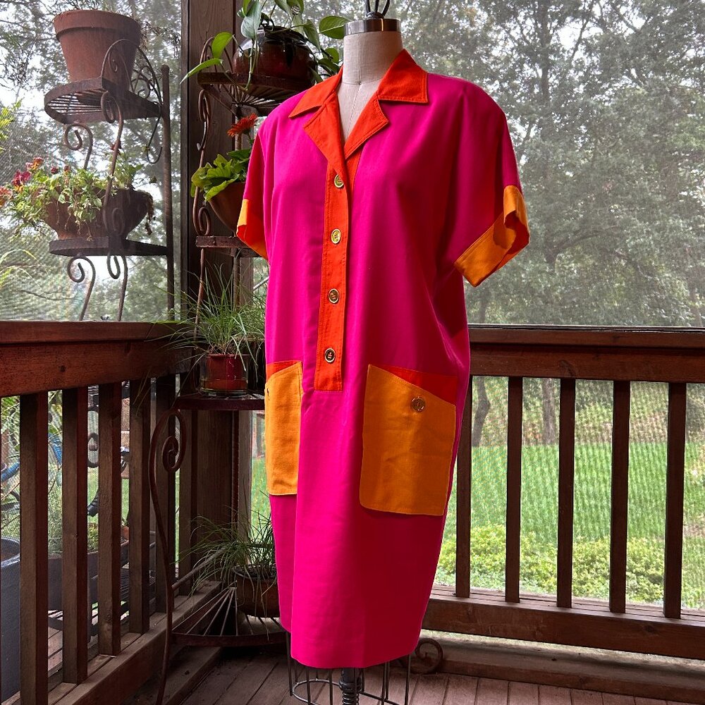 Vintage Tailored NR1 Color Block Shirtwaist Dress